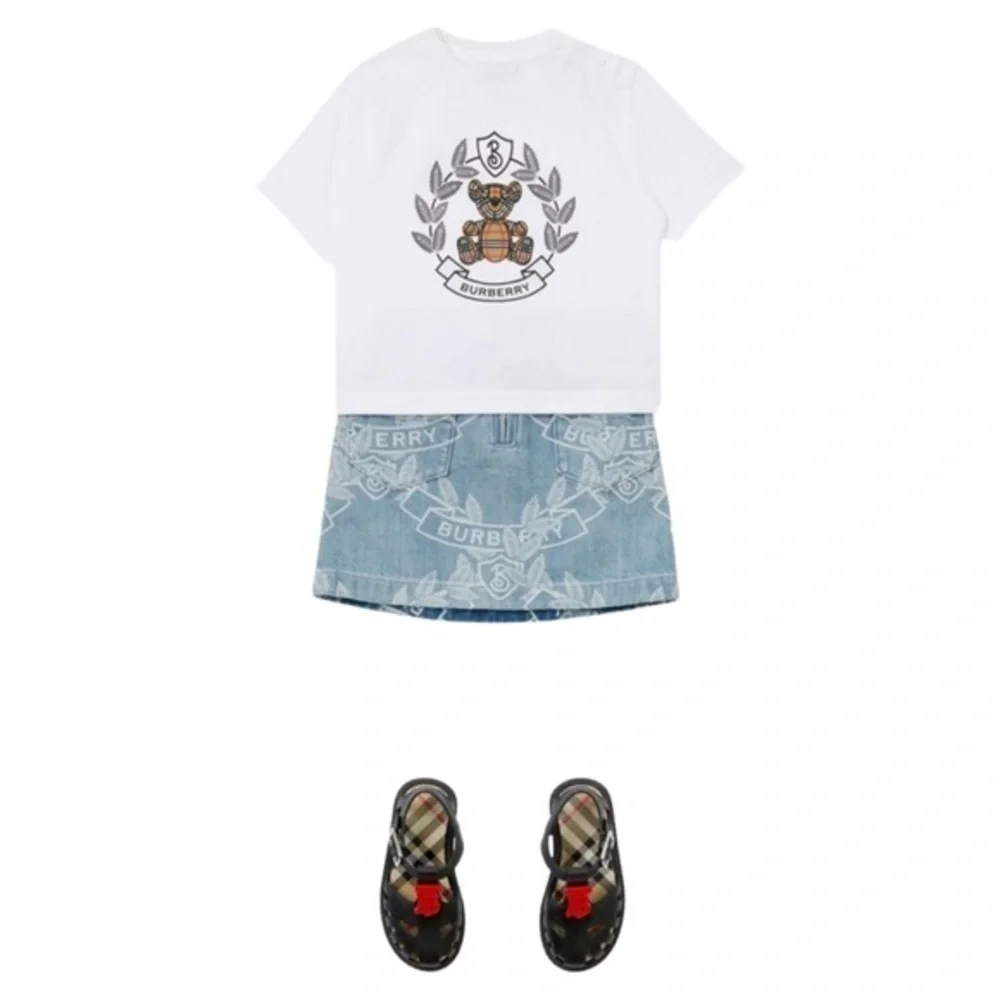 BURBERRY GIRLS MAXINE OAK LEAF CREST SKIRT